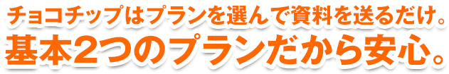 チョコチップはプランを選んで資料を送るだけ。 基本2つのプランだから安心。