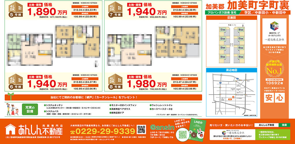 宮城県加美郡加美町の現地新築説明用の野立看板