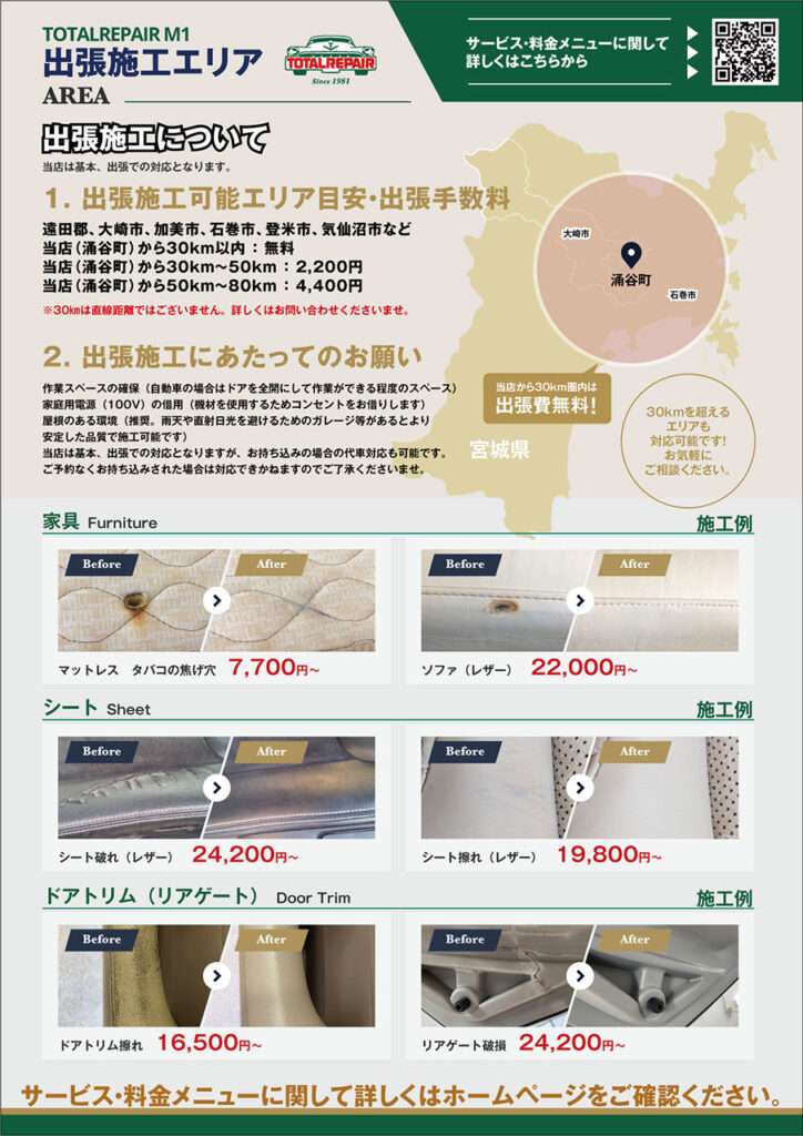 トータルリペアM1 A4サイズチラシ制作裏面